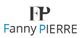 Logo avec initiales "FP" et texte "Fanny Pierre", lettres "F" et "P" en bleu.