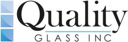 Logo of "Quality Glass Inc" with three blue squares on the left.
