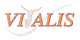 Logo mit Schriftzug "VITALIS" und stilisierter Figur in Sprunghaltung, Hintergrund mit Schwunglinie.