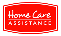 Red and white "Home Care Assistance" logo.