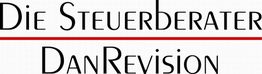 Text "Die Steuerberater DanRevision" auf weißem Hintergrund mit rotem Strich.