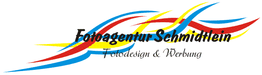 Logo mit bunten Linien und Schriftzug: Fotoagentur Schmidtlein, Fotodesign & Werbung.
