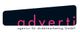Schwarzes Logo mit rosa Schriftzug "adverti", darunter "agentur für direktmarketing GmbH".