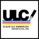 „ULC-Logo mit Text 'KLAUS ULC SIEBDRUCK GmbH & Co. KG', bunten Linien und einem Druckwerkzeug.“