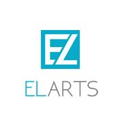 Logo mit den Buchstaben "EZ" in einem blauen Quadrat und darunter der Text "EL ARTS".