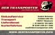 Werbegrafik für Der Transporter mit Serviceangeboten und Kontaktdaten.