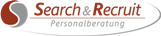Logo mit Schriftzug "Search & Recruit Personalberatung" und einem abstrakten Symbol links.