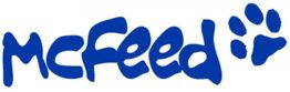 Logo mit blauem "MCFeed"-Schriftzug und Pfotenabdruck rechts.