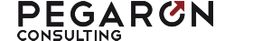 Logo mit Schriftzug "PEGARON CONSULTING", Pfeil im Buchstaben "O".