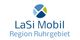 Logo von LaSi Mobil Region Ruhrgebiet, Text in Blau mit einem abstrakten Symbol darüber.