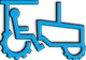 Icona blu di un trattore stilizzato con figura umana che guida.