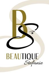 Logo mit den Buchstaben B und S, stilisiertem Auge, und dem Text "Beautique Stefanie".