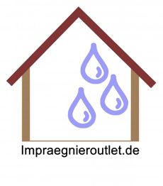 Logo: Ein Haus mit drei blauen Regentropfen und der Text "Impraegnieroutlet.de".
