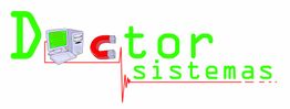 Logotipo "Doctor Sistemas" con diseño de computadora y cable de latido.