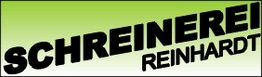 Grünes Logo mit schwarzem Text "Schreinerei Reinhardt".