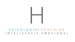 Letra "H" con texto: Psicología, Coaching, Inteligencia Emocional, en colores azul y rojo.
