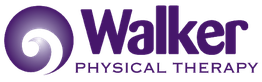 Walker Physical Therapy logo with purple spiral design.