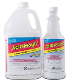 Two containers of Acid Magic cleaner with labels facing forward.