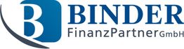Logo von Binder FinanzPartner GmbH, großes B in Blau mit grauem Schwung und Firmenname daneben.