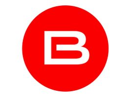 Ein weißes "B" in einem roten Kreis auf weißem Hintergrund.