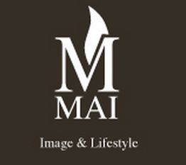 Logo auf dunklem Hintergrund, „M MAI, Image & Lifestyle“ in weißer Schrift.