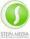 Grünes Logo mit weißem "S", unten Text: "STEIN-MEDIA INTERNETLÖSUNGEN".