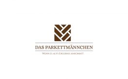 Logo mit Parkettmuster, Text: "Das Parkettmännchen - Wenn es aufs Ergebnis ankommt!"