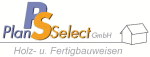 Logo mit Text "Plan Select GmbH" und "Holz- u. Fertigbauweisen", daneben eine Hauszeichnung.