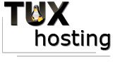Logo mit "TUX hosting" und einem Pinguin im Buchstaben "U".