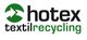 Logo mit grünem Pfeil und Text: "hotex textilrecycling".
