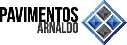 Logo de Pavimentos Arnaldo con diseño geométrico de diamante en tonos azules y grises.