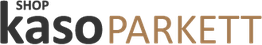 Logo mit Text: "Shop kasoPARKETT" in Schwarz und Braun.