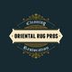 Logo for "Oriental Rug Pros," specializing in cleaning and restoration, with elegant ornamentation.