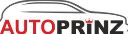 Logo von Autoprinz, schwarzer Autoumriss mit rotem und schwarzem Schriftzug, roten Krone auf „i“.