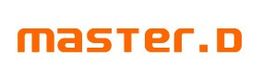 Logo con texto naranja "master.D" en fondo blanco.