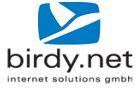 Logo von birdy.net mit einem stilisierten Vogel. Text: "internet solutions gmbh".