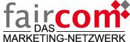 Logo von Faircom mit dem Slogan "Das Marketing-Netzwerk" in Grau und Rot.