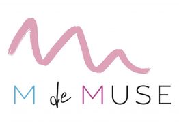Logo con "M de MUSE" en colores pastel y una línea ondulada en rosa.