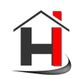 Logo mit stilisiertem Haus und Buchstaben "H" in Schwarz und Rot.