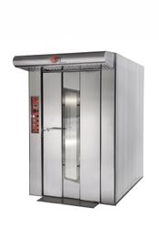 Forno industriale in acciaio inox con pannello di controllo laterale rosso.