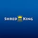 "Shred King logo on a blue background featuring a yellow crown."