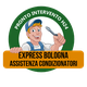 Logo con tecnico sorridente, chiave inglese; testo: "Express Bologna Assistenza Condizionatori".