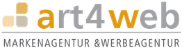 Logo: art4web, Markenagentur & Werbeagentur in schwarzer und oranger Schrift.