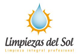 Logotipo de Limpiezas del Sol: gota de agua con un sol detrás, texto abajo.
