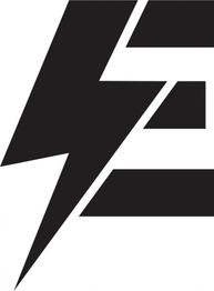 Schwarzes Blitzsymbol kombiniert mit stilisiertem Buchstaben auf weißem Hintergrund.