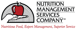 Logo featuring a red apple with the text "Nutrition Management Services Company."