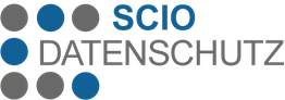 Logo mit blauen und grauen Kreisen, Text: SCIO DATENSCHUTZ.
