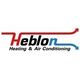 Logo for Heblon Heating & Air Conditioning with red and blue arrows.