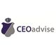 Logo mit Wappen und Text "CEO advise" in lila und grau.