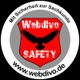 Rotes Schild mit schwarzem Adler, Text: "Webdivo SAFETY", www.webdivo.de.